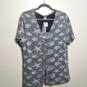 Belle Amie Women's Silver One Button Cardigan PXLARGE NWT